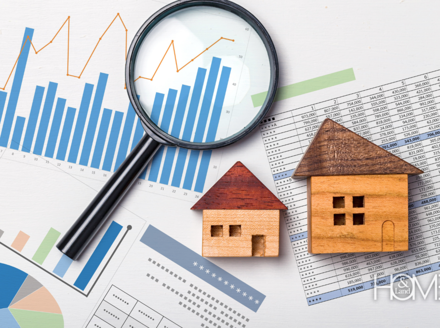 The workspace of a real estate agent, surrounded by notes and property listings. The desktop shows a charts, graphs, and calculators, indicating the agent is refining their marketing budget. This image represents the agent’s efforts to promote their brand and listings through cost-effective marketing strategies, as discussed in the article.